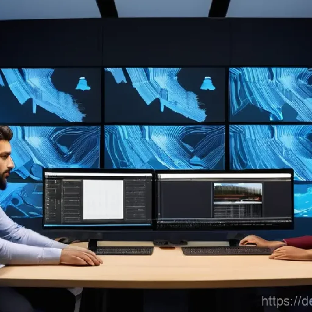 공간음향 디자인을 위한 협업 도구 - **Prompt: Global Spatial Audio Team Collaboration**
    "A diverse team of sound engineers and audio...