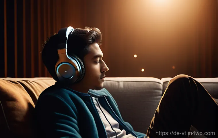 공간음향 디자인의 성공적인 프로젝트 사례 - **Prompt:** A young adult, fully clothed and looking engrossed, sits comfortably on a plush sofa in ...