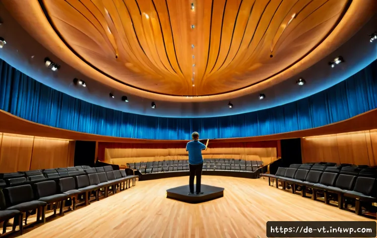 공간음향 디자인의 예술적 요소 - Photorealistic interior of a contemporary German concert hall during an acoustic rehearsal, elegant ...